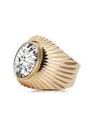 Prsteň kubický Zirkón Originálny vinobranie 14k s ružovým zlatým vintage VRC127r